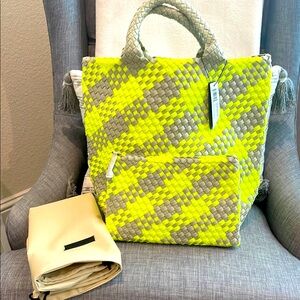 New Naghedi Woven Yellow and Gray Tote Bag